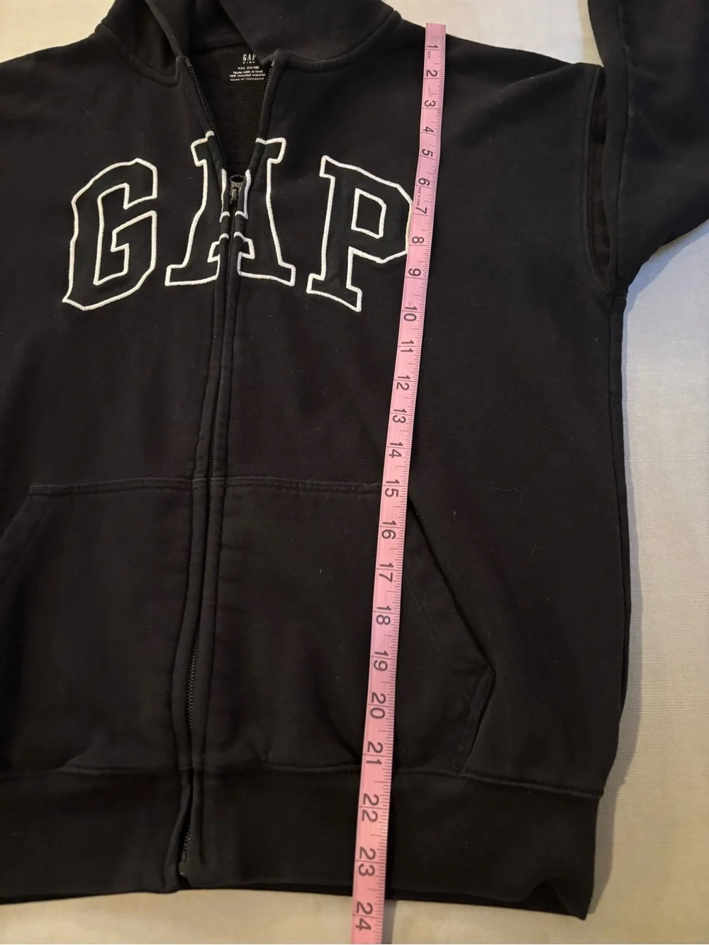 GAP Black Full-Zip Hoodie with White Logo Kids Boys Size XXL 14-16